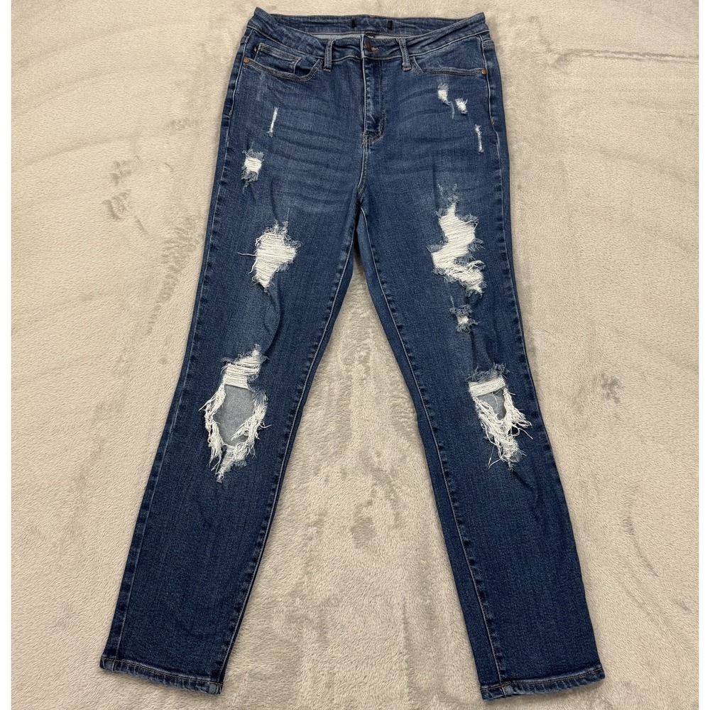 Title: Judy Blue Boyfriend Fit Jeans Women 11/30 Blue Medium Wash Denim Stretch